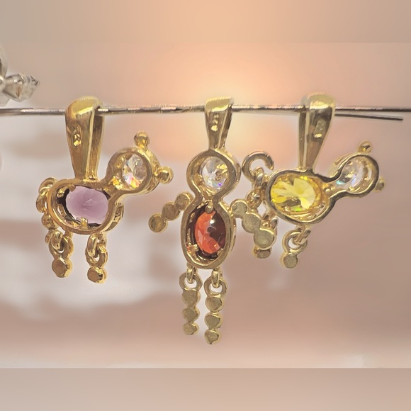 925 Sterling Gold Vermeil Pendants/Charms (3) w/Faux Gemstones - Picture 4 of 6